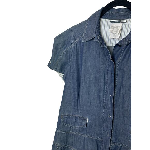 Sportsmax Code Womens Denim Dress 12 Pockets Minimalist Quiet Luxury Blue - Picture 6 of 12